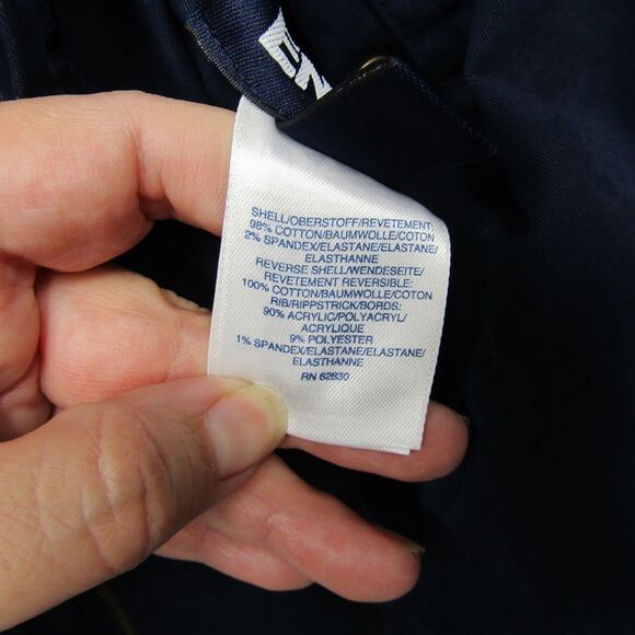 Lands End Bomber Jacket Reversible Womens Medium Blue Full Zip Cotton Nautical - Picture 10 of 11